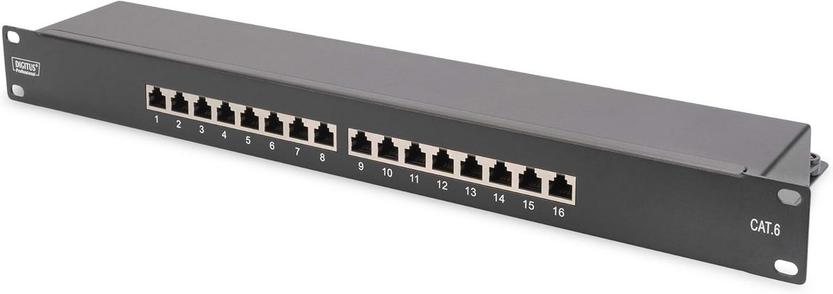 Patchpaneel - Netwerkpaneel - Netwerk Installatie - Afgeschermde Cat-6 - 16 poorten - Zwart