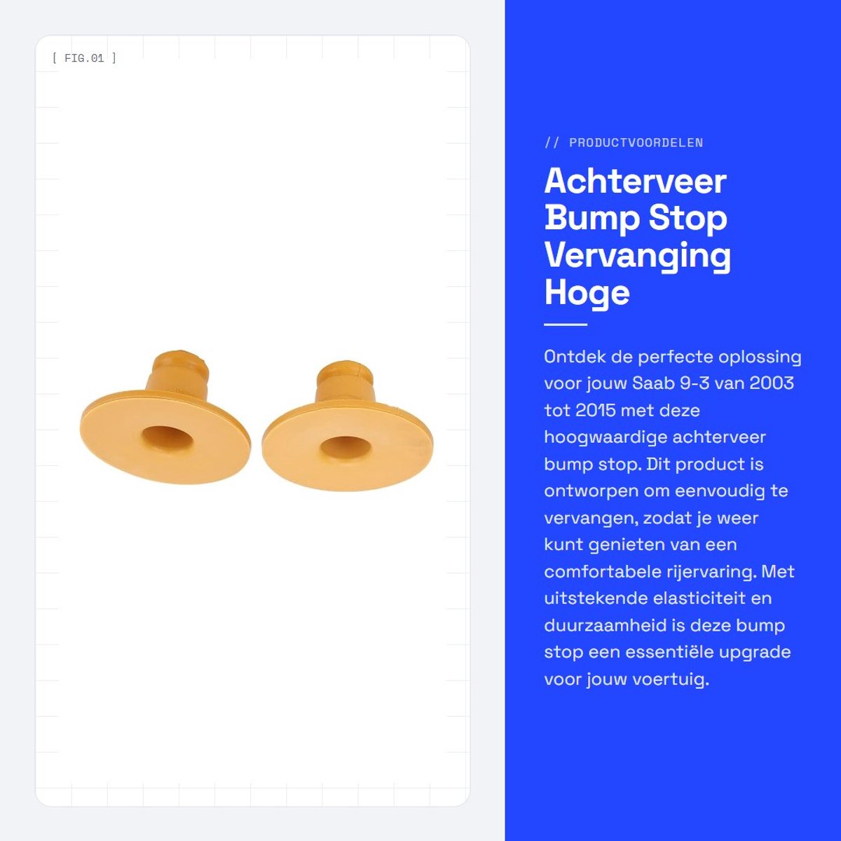 Dailygoods- Bump Stop Hoge Kwaliteit - Schokdempers Achterzijde - Vervanging Saab 9-3 2003-2015 - Duurzaam PU-Materiaal - Gemakkelijk Vervangen - Perfecte Pasvorm - Schokdemper