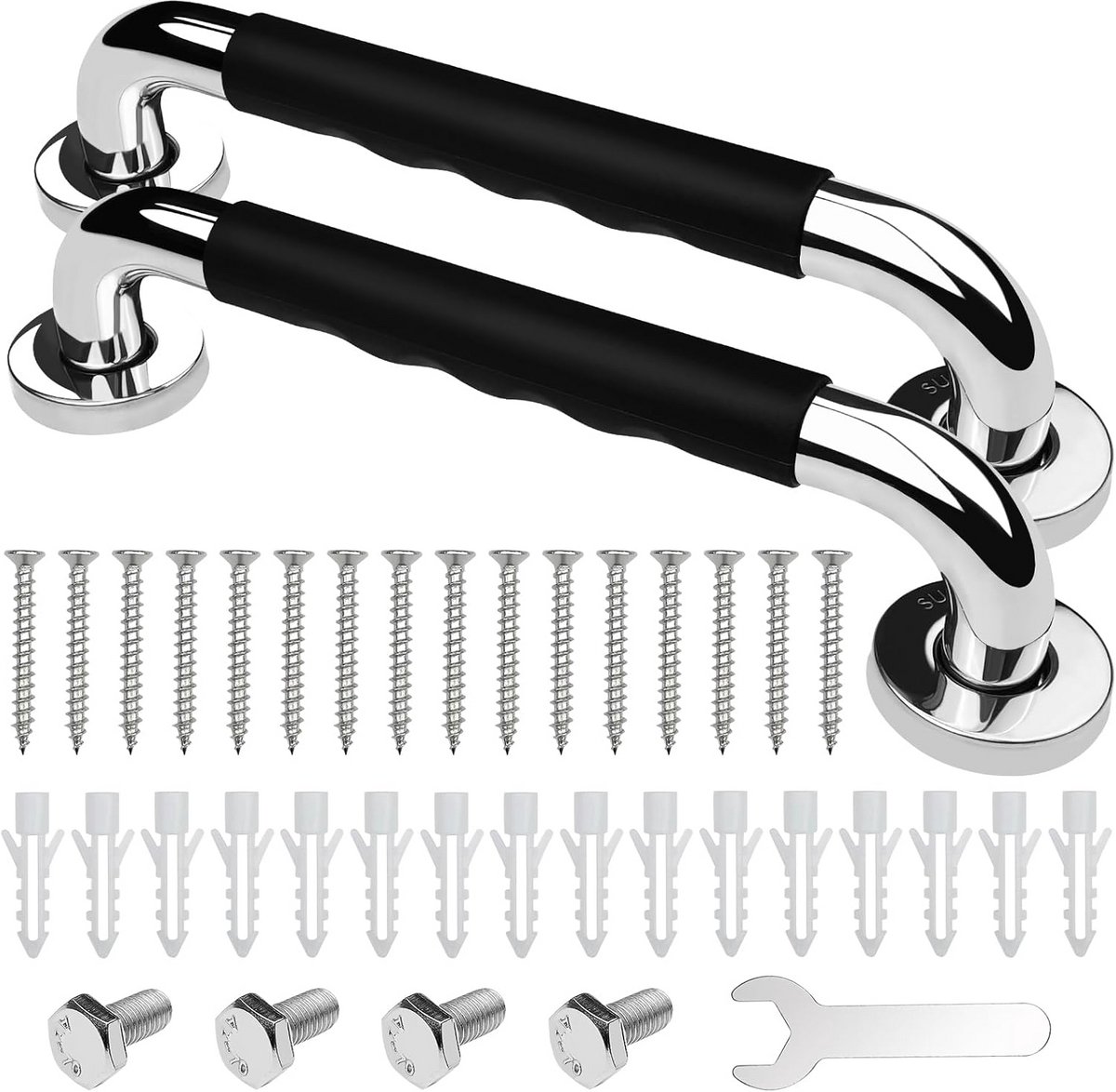Veiligheidshandgrepen - Douchegrepen RVS - Veiligheid in huis - Antislip ontwerp - 30 cm - Zilver