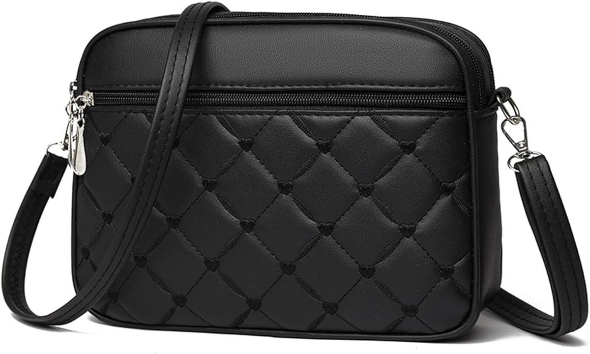 COOAU - Dames Gesteppte Crossbody Tas - Kleine Hartgestikte PU-Leder Schoudertas - Meerderrits Casual Dagelijkse Tas
