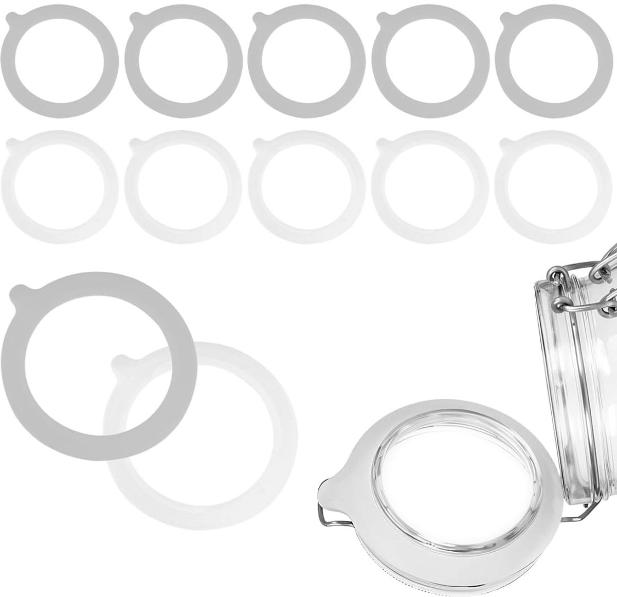 Dailygoods- Siliconen Afdichtingen 12 Stuks - Rubberen Ringen - Vervanging voor Weckglazen - Antislip - Duurzaam - Temperatuurbestendig van -40 tot 230 Graden - Inmaakrubber