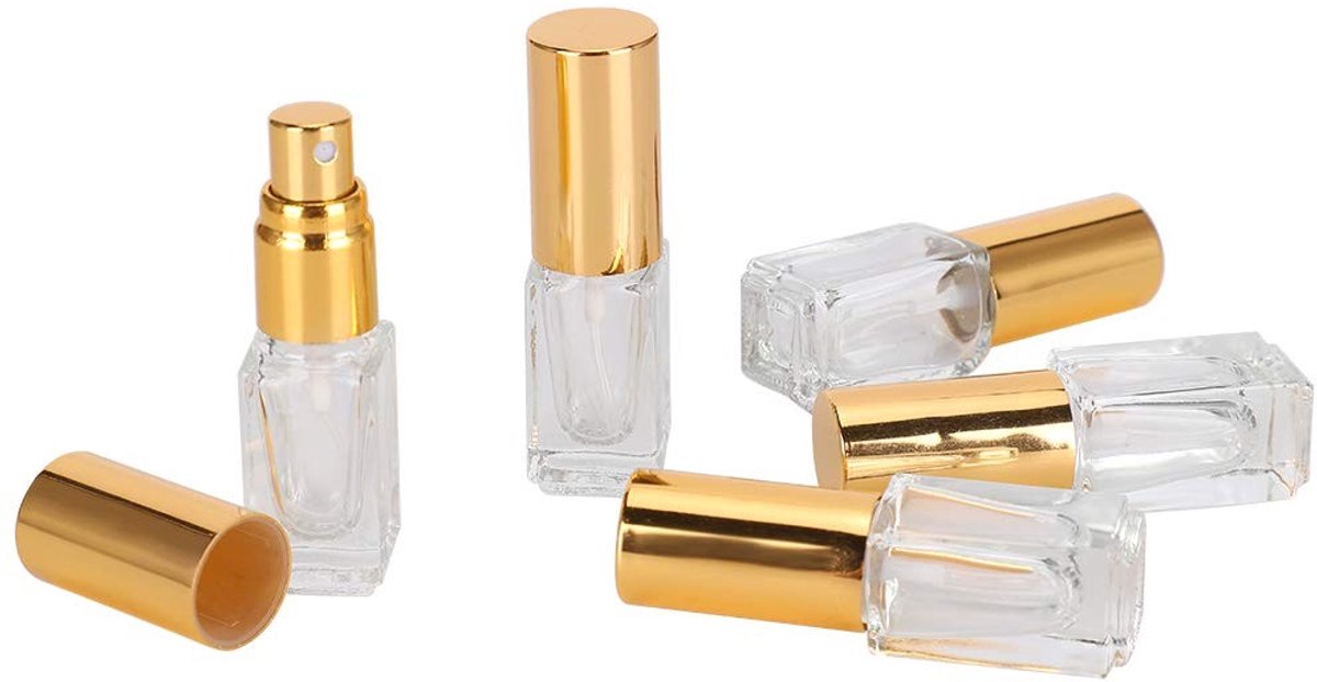 Dailygoods- Spuitfles Gloednieuw - Mini-Spuitflessen - Lege Parfumfles - Hervulbare Sprayverstuiver - Compact en Draagbaar - 5 Stuks (3ml)