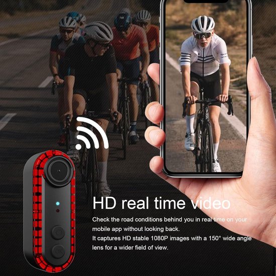 Fietscamera met Achterlicht 1080P - Fiets Achteruitrijcamera - 6 Verlichtingsmodi - Groothoek - Verstelbare Houder - Fietsachterlicht — afbeelding 5