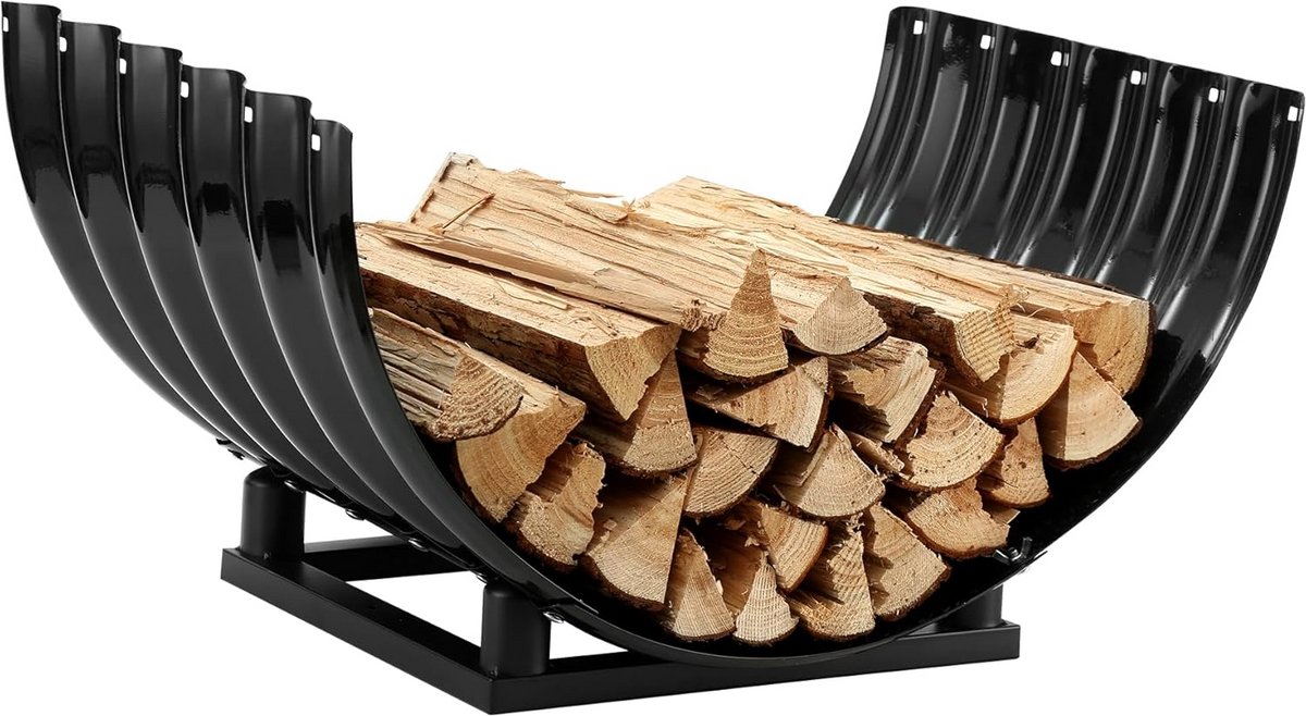 Brandhoutrek - Houtopslag - Haardhout Opslag - Verhoogd Ontwerp - 24 Inch - Zwart