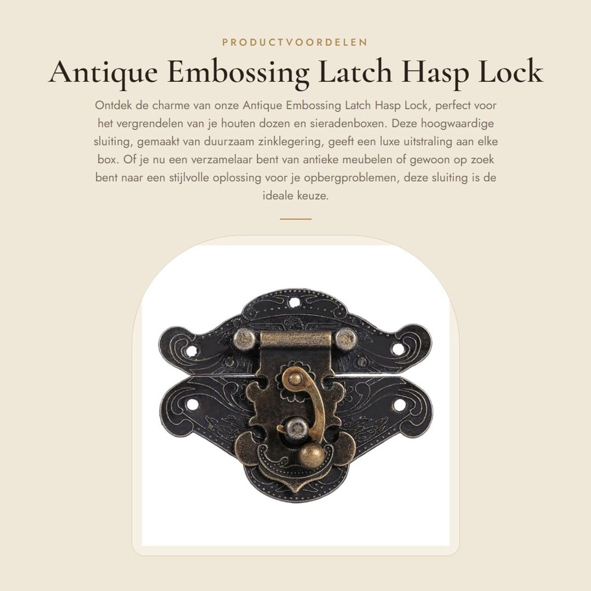 Dailygoods- Slot Antiek Ontwerp - Haspel Beugel - Verstevigd Zinklegering - Meerdere Maten - Eenvoudige Installatie - Voor Houten Kisten - Hasp