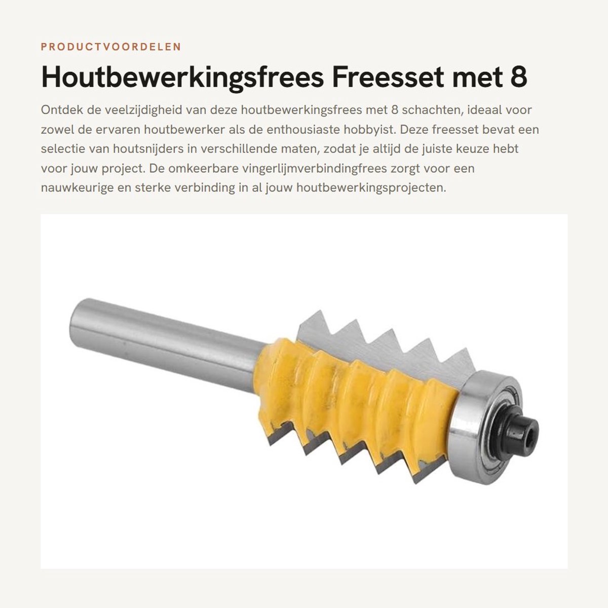 Dailygoods- Houtbewerkingsfrees 8 Schachten - Freesset 8mm/6mm - Houtsnijder met Meerdere Tanden - Duurzaam Hardmetaal - Chiploze Snede - Geschikt voor Langdurig Gebruik