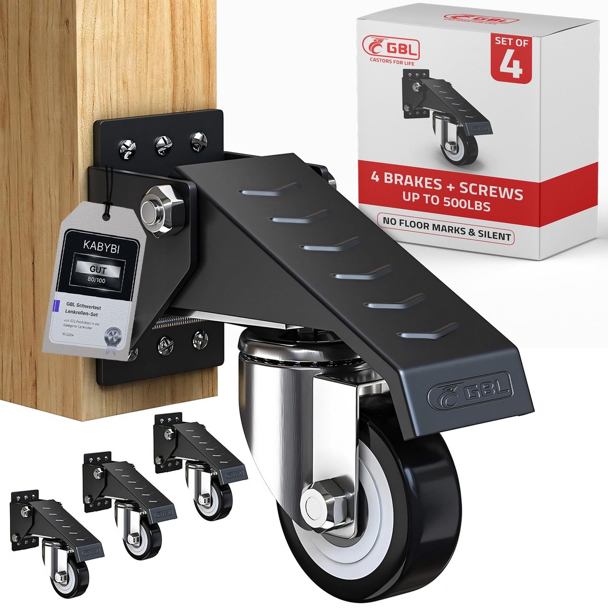 Dailygoods- Zwenkwielen Heavy Duty - Zwenkwielen set van 4 - Zwenkwielen met schroefdraad - Meubelwiel - Zwenkwielen met rem - Ondersteunt tot 225 kg - Werkbankwielen