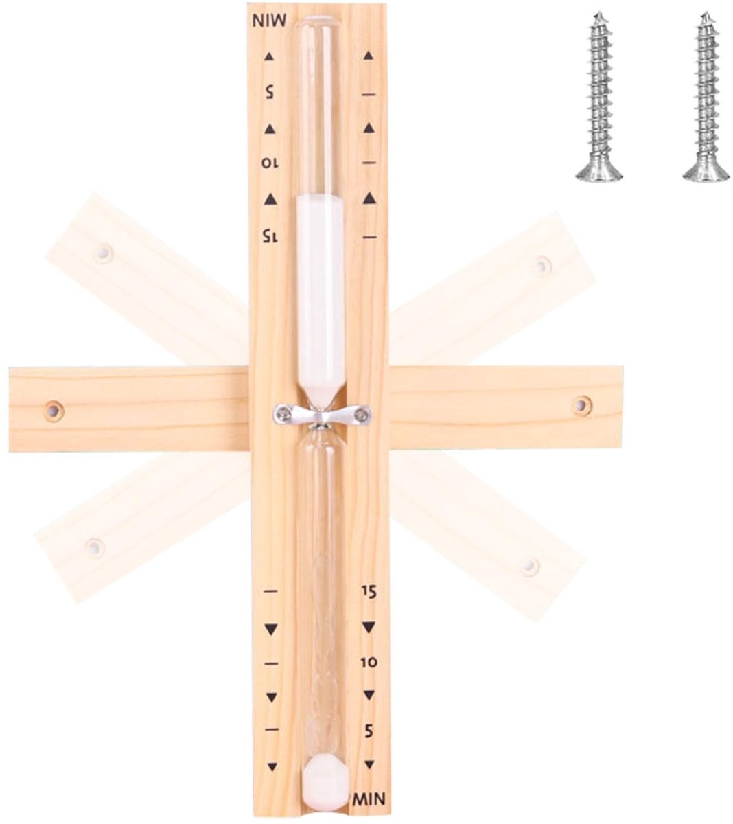 Dailygoods- Zandloper 15 Minuten - Sauna-accessoires - Wandmontage - Robuust Glas - Hittebestendig - 360° Draaibaar - Sauna Timer