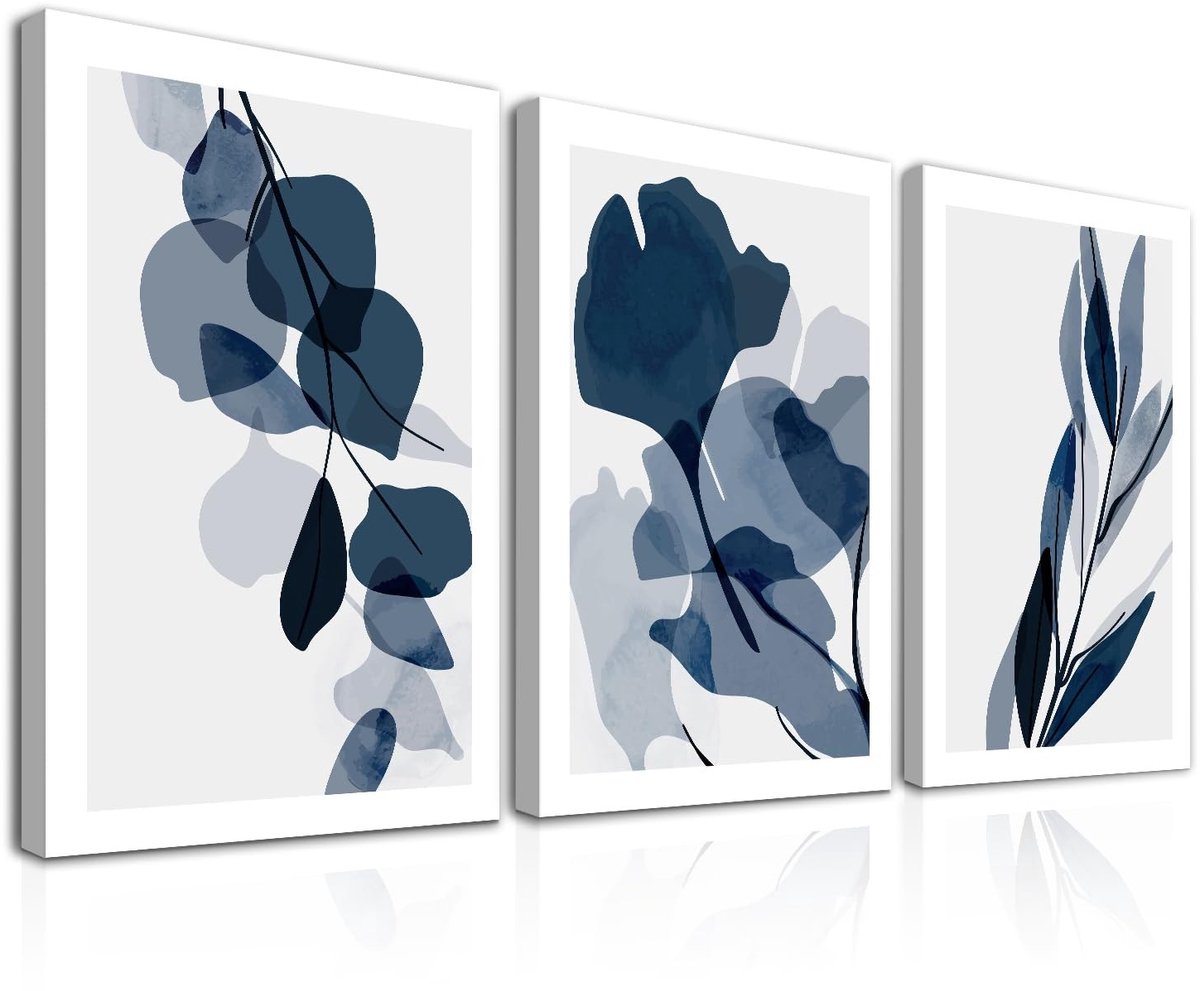 Dailygoods- Wanddecoratie Ingelijst - Set van 3 - Houten Lijst - Canvasprints - 30 x 40 cm - Waterdicht en Kleurvast - Muurschilderij