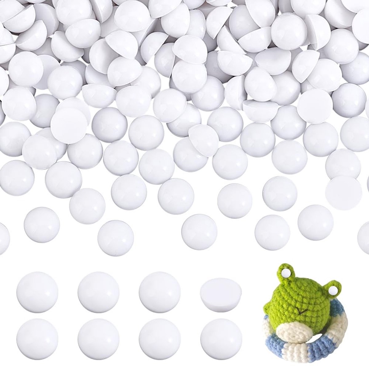 Dailygoods- Cabochons 300 Stuks - 8 mm Witte Platte Achterkant - Dierenogen - Ambachtelijke Ogen - Hars Koepelknop - Voor Knuffeldier Maken - Veiligheidsogen