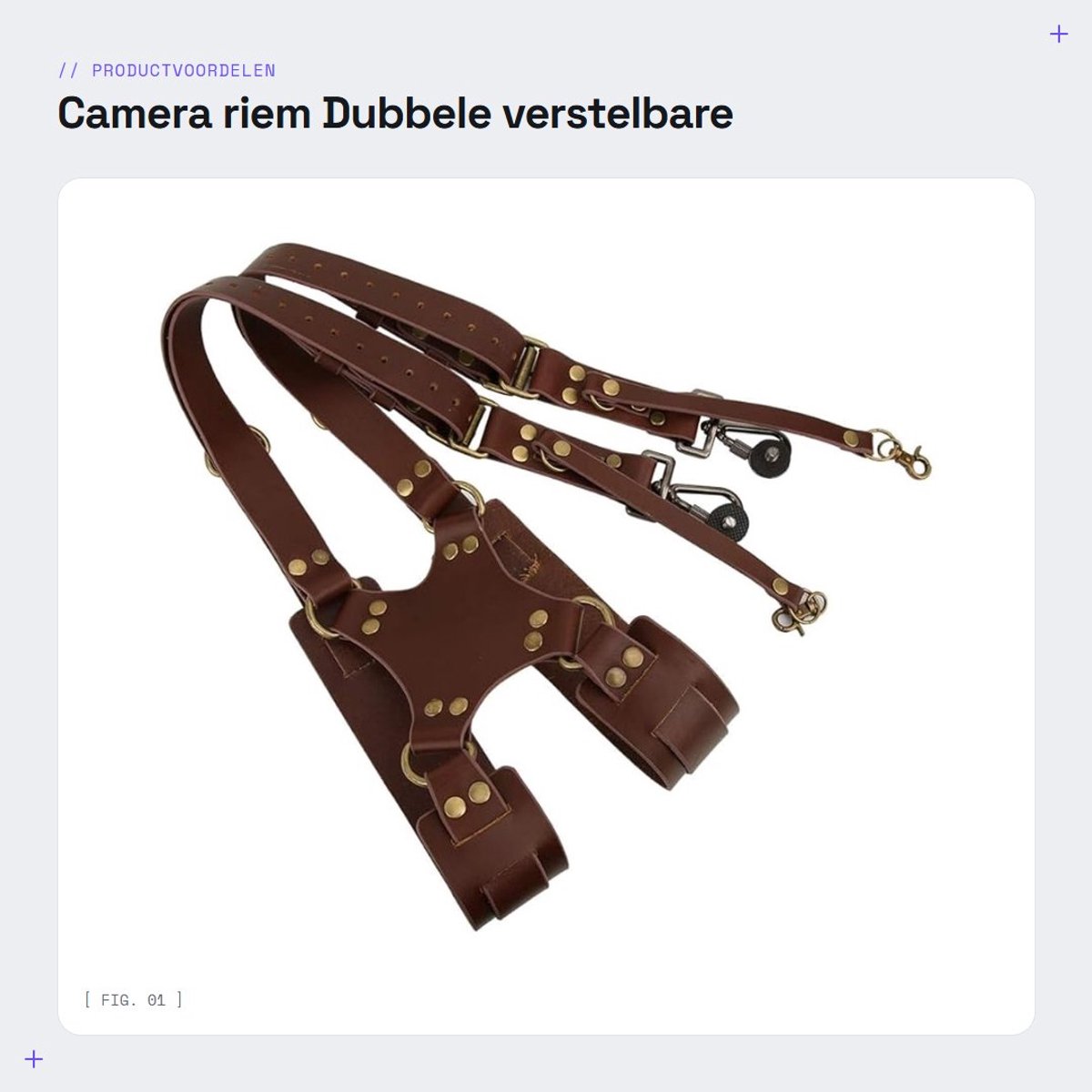 Dailygoods- Camera Riem Dubbel Verstelbaar - Leren Camerariem - Zacht en Duurzaam - Veiligheidsring - Geschikt voor Digitale Camera