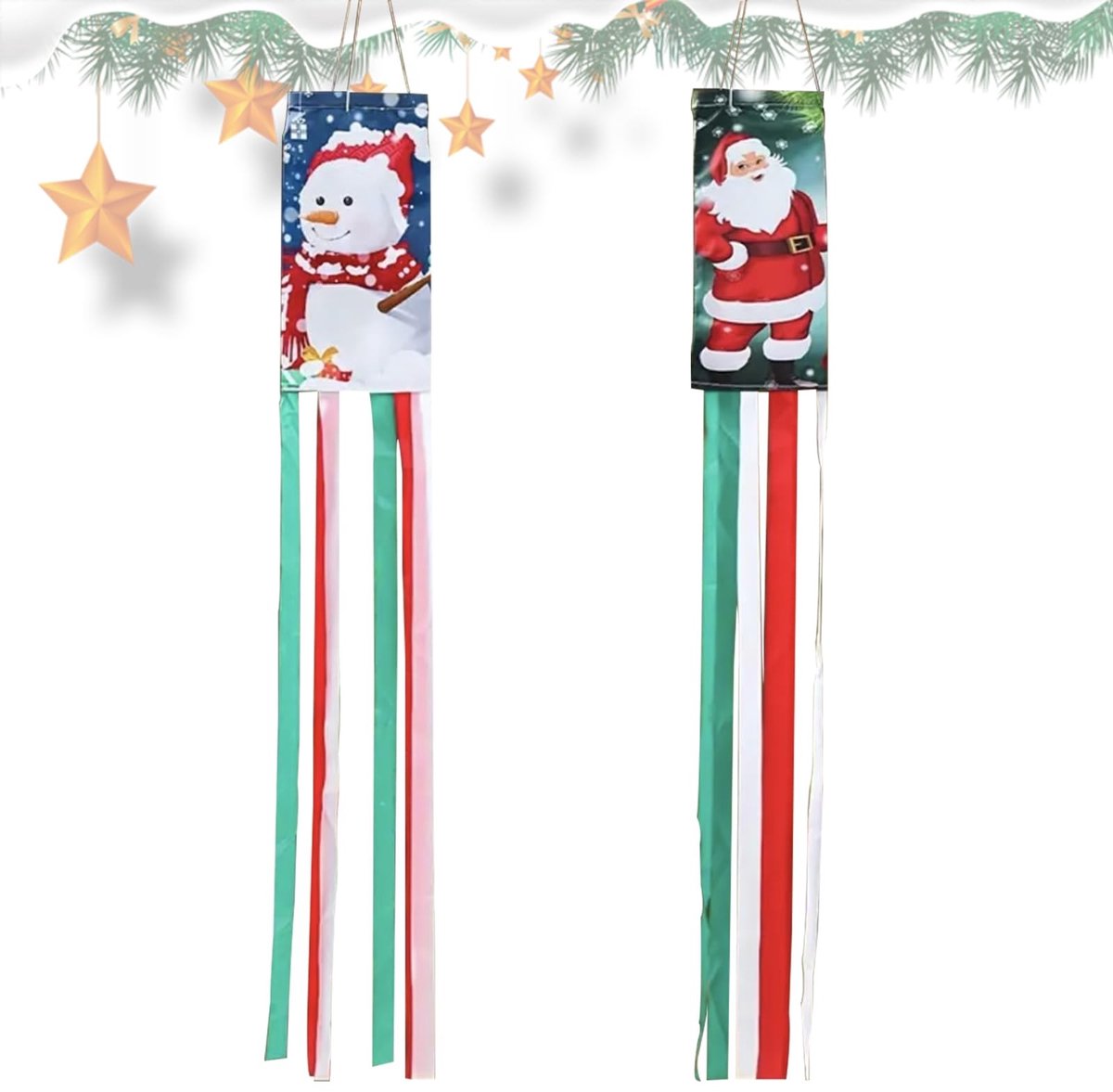 Dailygoods- Kerstwindzakken 100 cm - 2 Stuks - Polyester - Windmeting - Kerstdecoratie - Voor Binnen/Buiten - Duurzaam Materiaal - Windrichtingstas