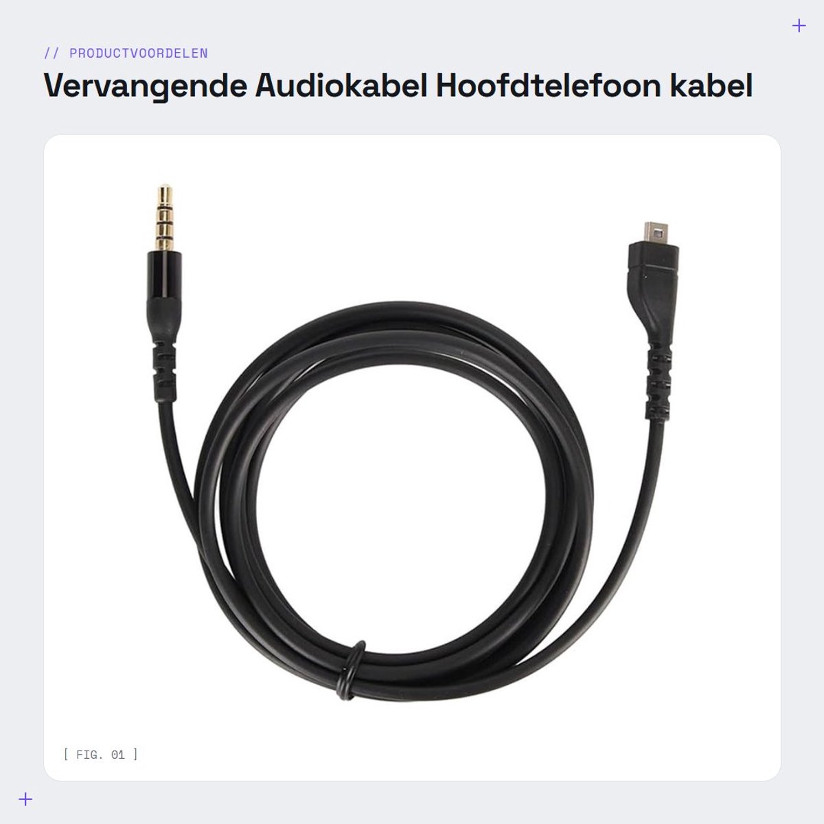 Dailygoods - Vervangende Audiokabel - Hoofdtelefoon kabel - 1,5 M - Compatibel met gaming-headsets - Verliesloze geluidskwaliteit - Geschikt voor pc e...