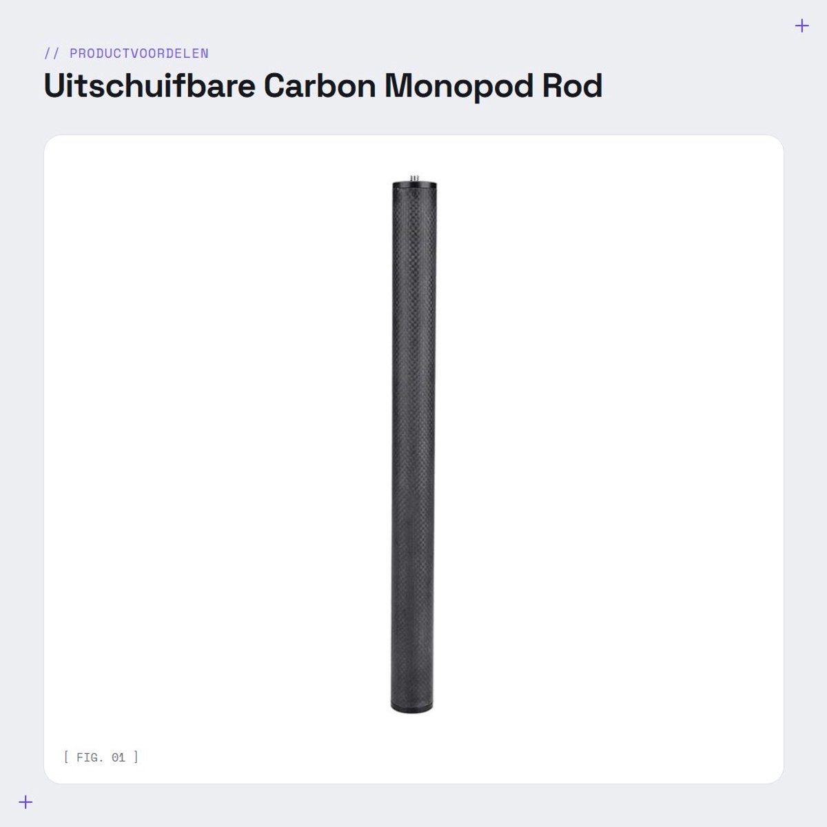 Dailygoods- Monopod Uitschuifbaar - Carbon Stang - 1/4 Inch Schroef - Zwart - Lichtgewicht - Robuust en Duurzaam - Camera Verlengstang