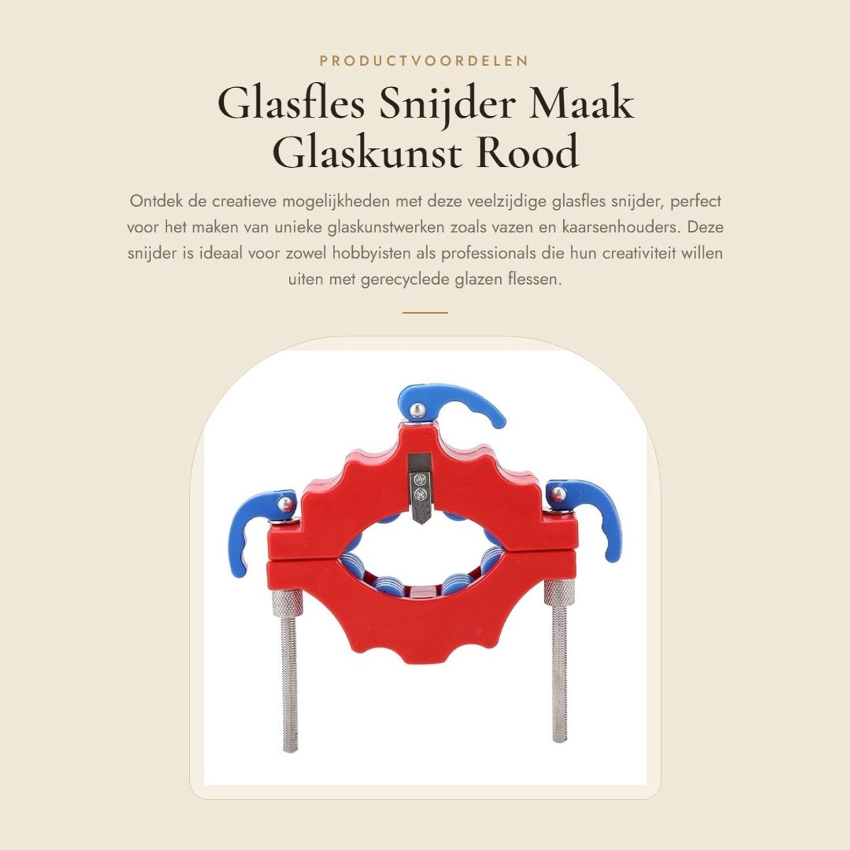 Dailygoods- Flessensnijder voor glazen flessen - Staal/Kunststof - Geschikt voor flessen 2-8 mm dikte - Voor knutselen van sculpturen - Inclusief handleiding - Glassnijder