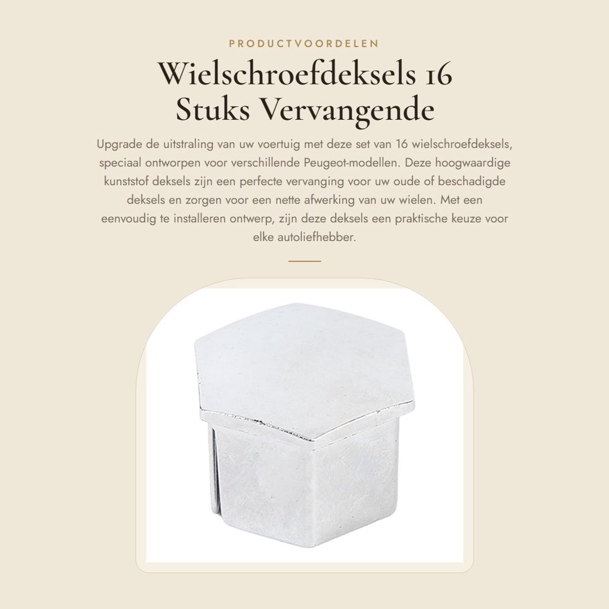 Dailygoods- Wielschroefdeksel Vervanging voor 206/207/308 - 16 Stuks - Kunststof - OE-nummer 540812/9644577080 - Geschikt voor meerdere modellen - Betrouwbare montage - Wieldeksel