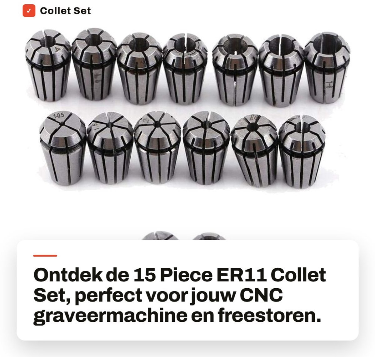 Dailygoods- Spantangenset 15 Delig - Hoogwaardig 65Mn Verenstaal - Voor CNC Graveermachine - Freesdraaimachine - Beschermdoos met Etiket - Inclusief Foutmarge 1-2 mm - Spantang