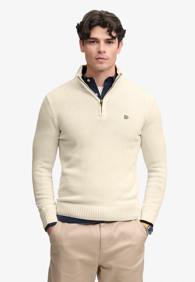 Superdry Trui Cotton Half Zip Knit M6110764a 22c Mannen Beige