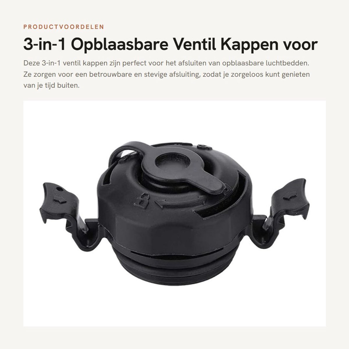 Dailygoods- Luchtventil 3 In 1 - Ventilkappen - Opblaasbare Luchtmatras - Luchtventil Verschlusskappen - Zwart - Geschikt voor diverse luchtmatrassen