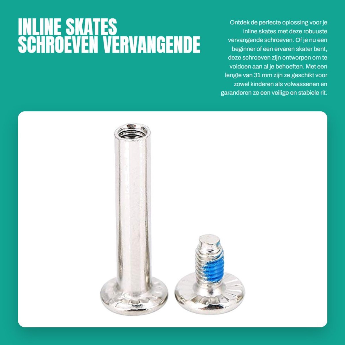 Dailygoods- Skateschroeven set van 10 - Vervangende schroeven - Robuust en duurzaam - Voor kinderen/volwassenen - Inclusief 4 mm inbussleutels - Geschikt voor voor- en achterwiel - Rolschaatsen