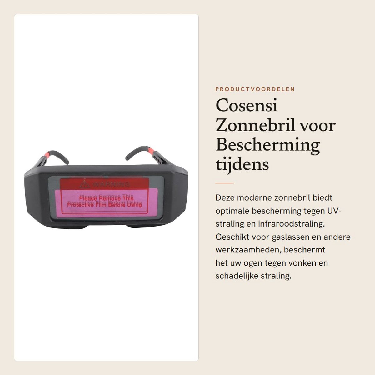 Dailygoods- Zonnebril UV-bescherming - Zweetbril - Beschermende Bril - Schokbestendig - Automatische Verduistering - Verstelbare Klep - Lasbril