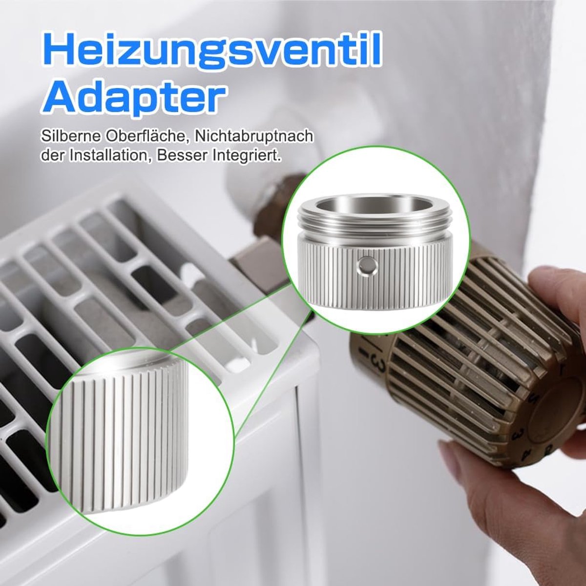 Verwarmingsventiel Adapters - Thermostaat Koppelingen - Verwarming Installatie - Roestvrij Staal - M30 x 15 - Zilver