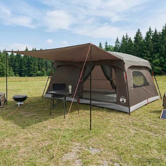 vidaXL - Familietent - 14-persoons - Bruin - Grijs - Polyester - en - Staal van Vidaxl — afbeelding 4