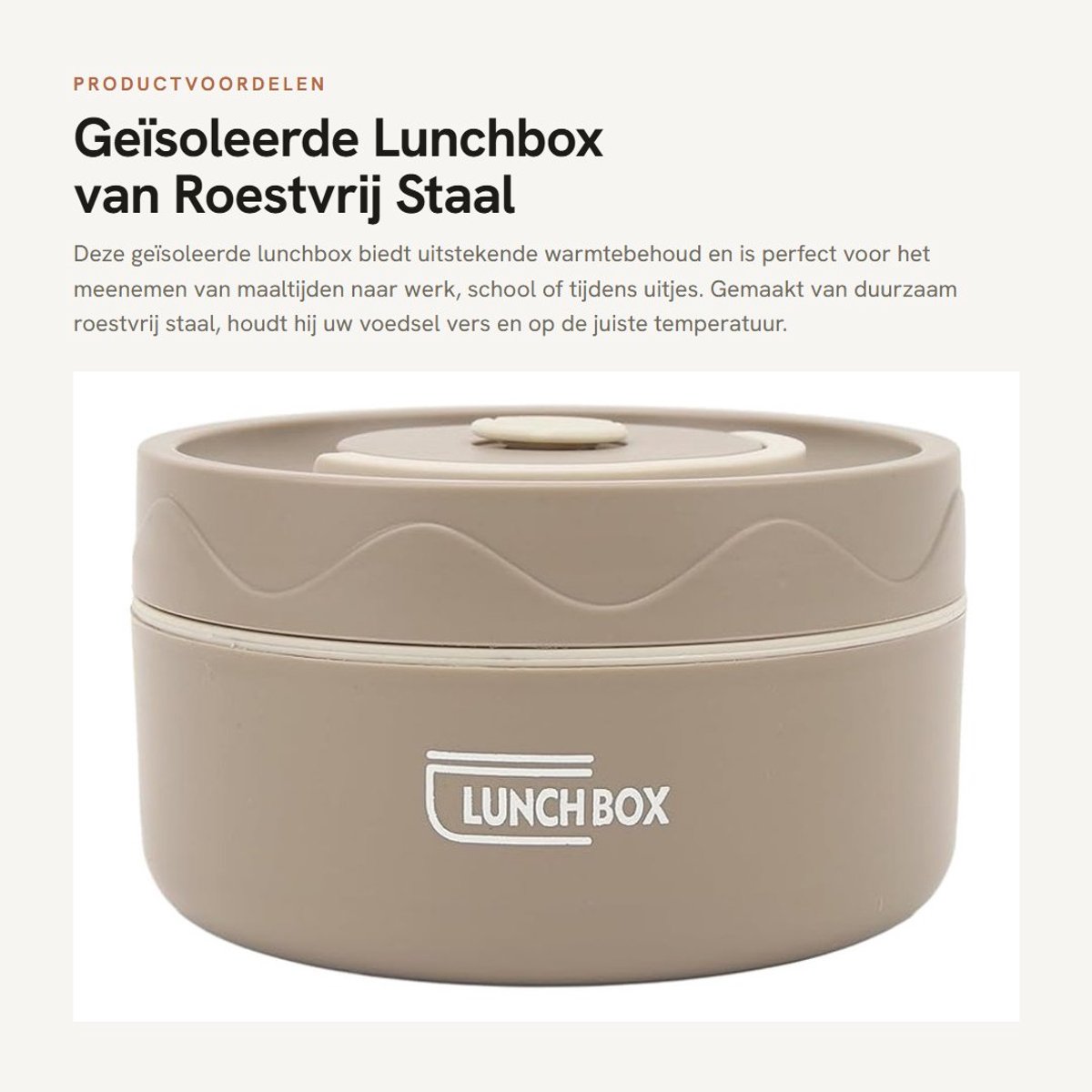 Dailygoods- Lunchbox Uitstekende Warmte-isolatie - Geïsoleerde Thermoscontainer - Roestvrij Staal - Draagbaar - Voor Werk/School - Thermosfles