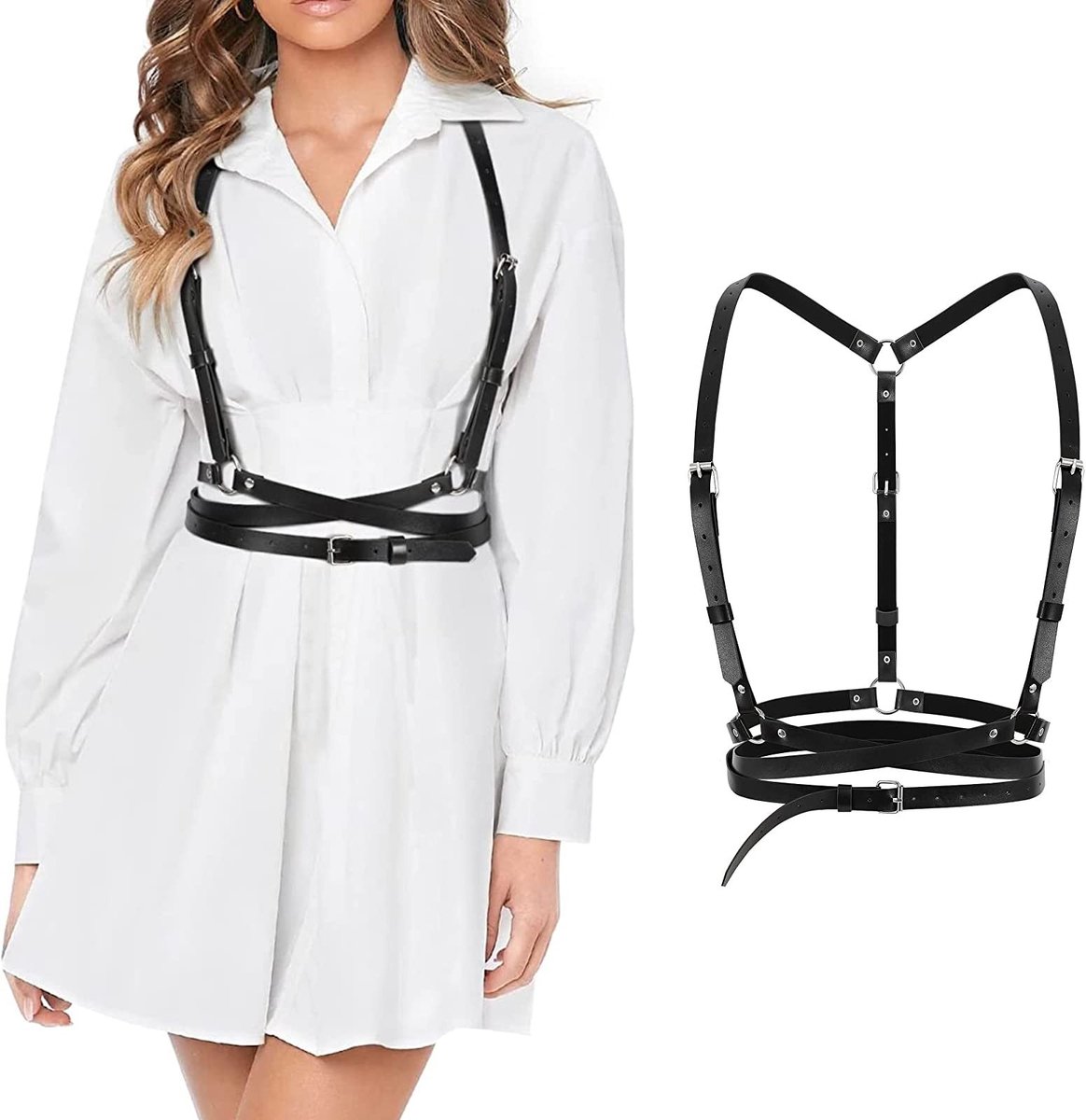 Dailygoods- Leren Harnas Verstelbaar - Harnas Dames - Harnas Goth - Harnas Cosplay - Harnas voor Halloween - Lichaamsketting