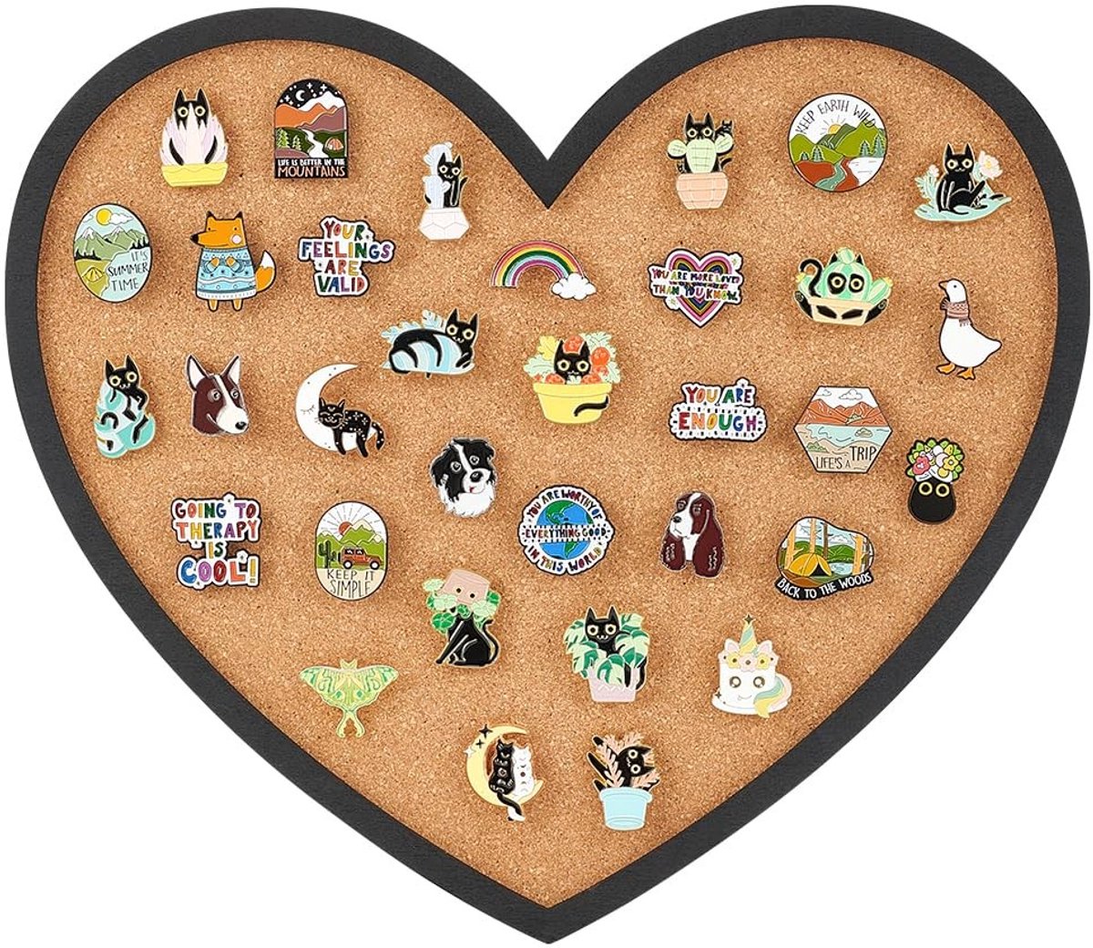 Dailygoods- Prikbord Hart - Wandgemonteerd Kurkbord 30 x 26 cm - Prikbord met Punaises - Zelfherstellend Vermogen - Creatieve Opslag - Kantoor/Huis Decor