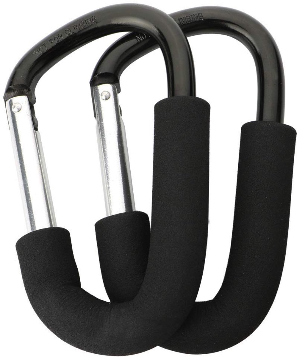 Dailygoods- Haken voor Kinderwagen - Grote Karabijnhaak - Mummie Clip - Multifunctionele Clip - Aluminium - Comfortabele Schuimgreep - Kinderwagenaccessoires