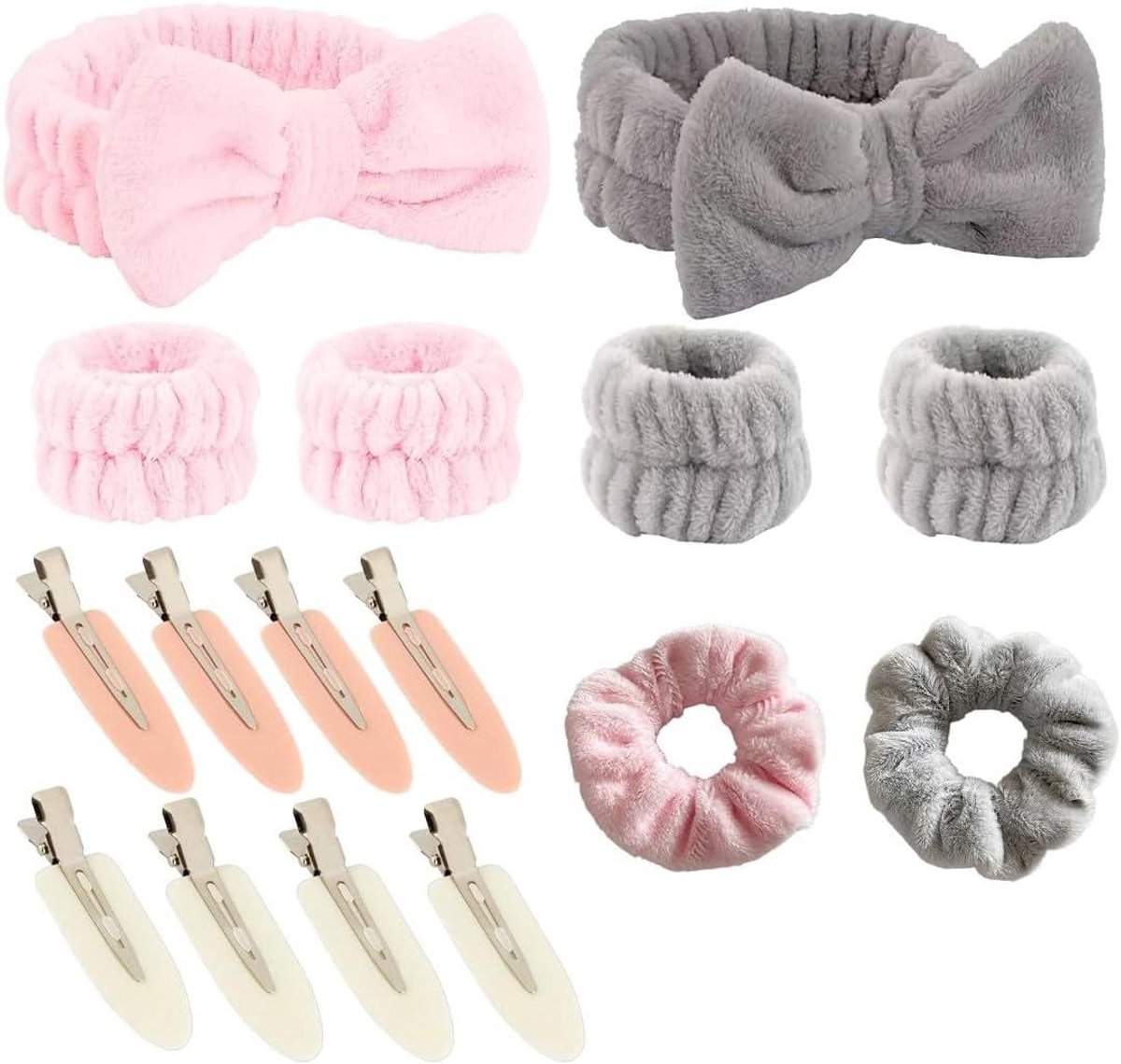 Make-up hoofdbanden set - Spa accessoires - Gezichtsreiniging - Zacht absorberend materiaal - 16 stuks - Wit