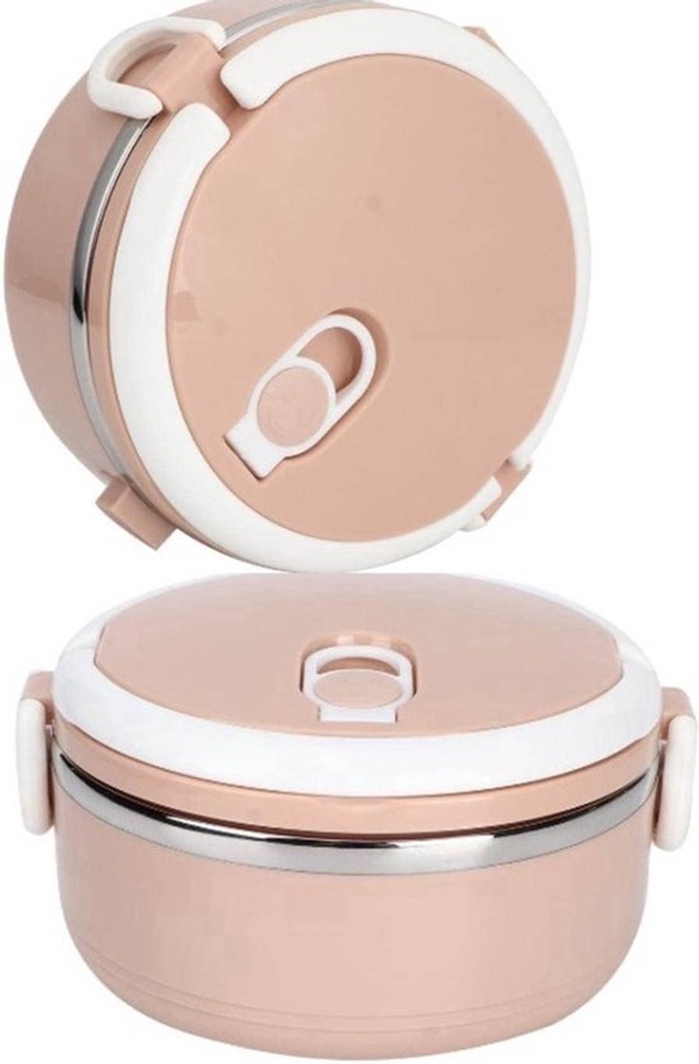 Roze roestvrijstalen bento lunchbox - 2 stuks