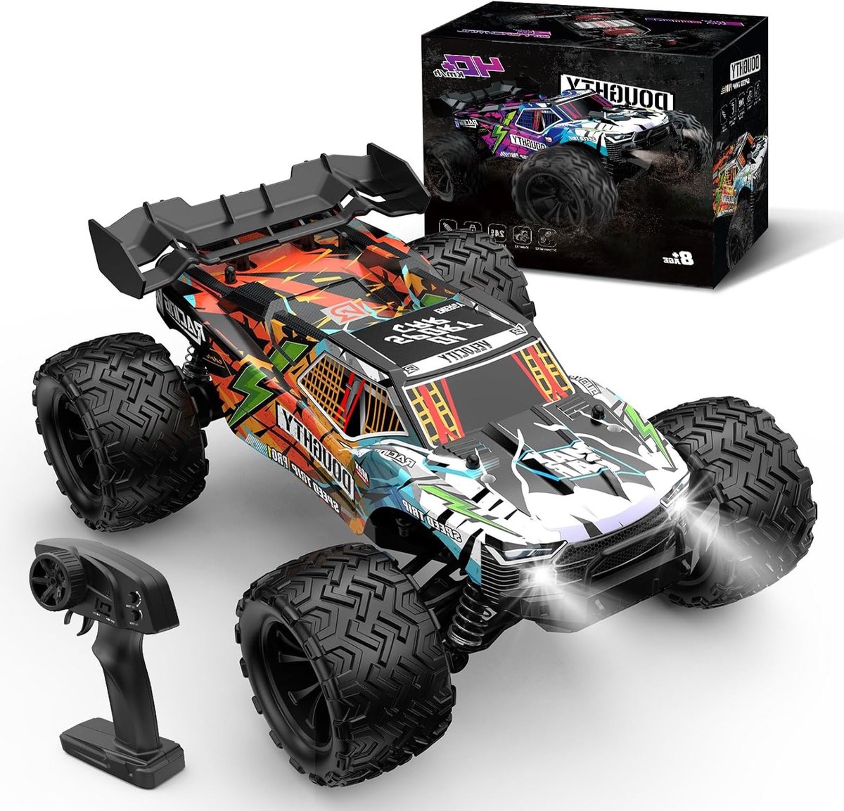 Snelheid Monster Truck op Afstand Bestuurbaar, 40 km/h, 4WD, 1:16, Geschikt voor Kinderen en Volwassenen, Inclusief 2 Batterijen, Perfect voor Buiten Spelletjes