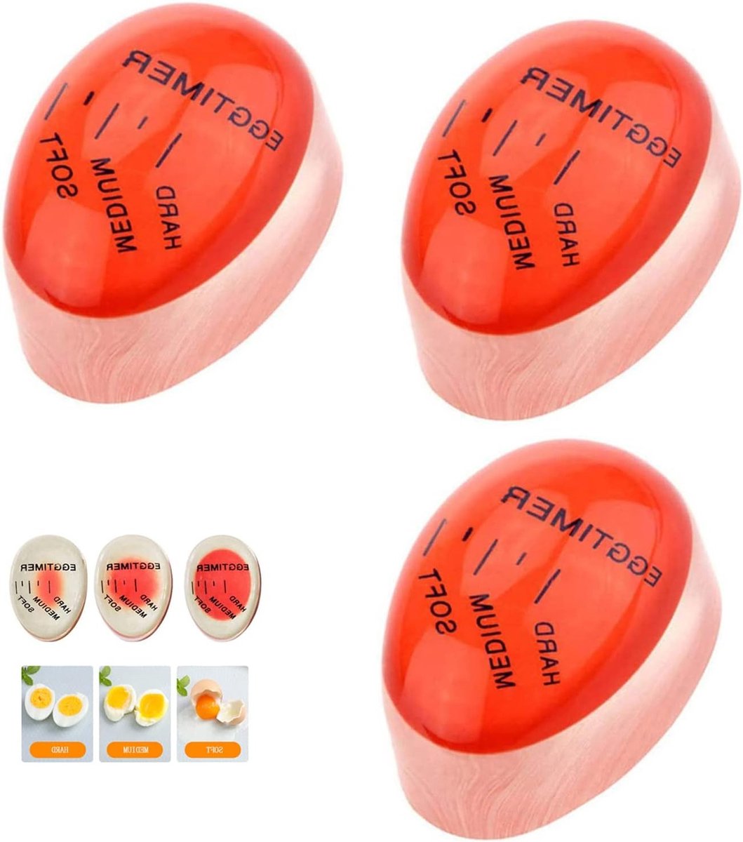 Kookwekker Eieren - Ei Timer - Perfect Gekookt Ei - Kleurverandering Indicatie - 4 Stuks - Rood
