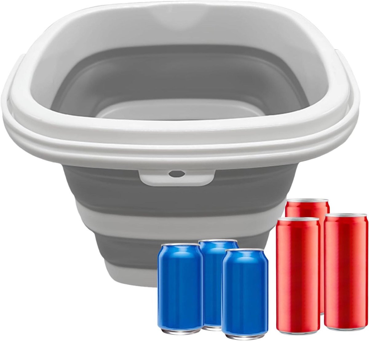 Opvouwbare emmer - IJsbaan container - Huishoudelijke taken - Ruimtebesparend vouwontwerp - 5 liter - Wit grijs