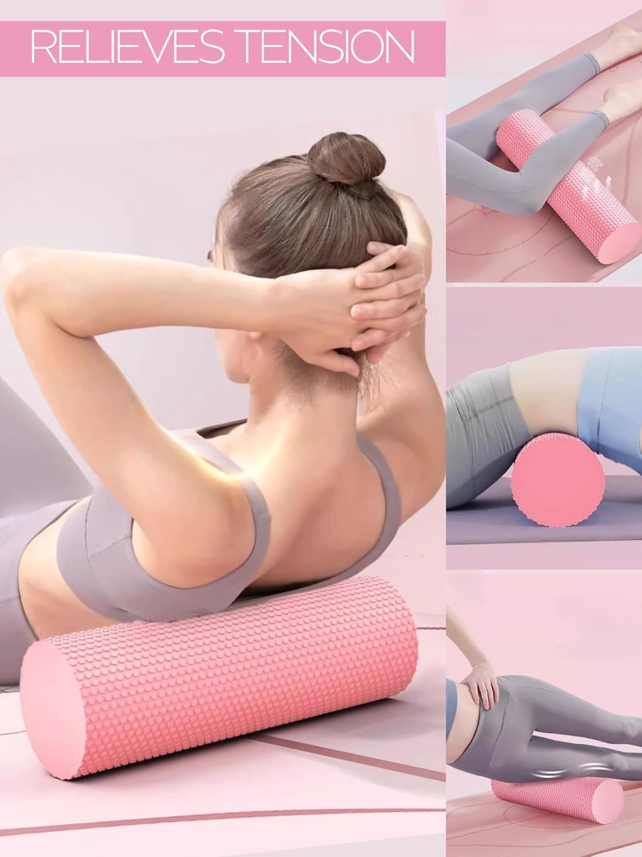Foam Roller - Schuimrubber rol Massagerol - Spierherstel Yoga - 3D Antislip Oppervlak - 45x15cm - Meerdere Kleuren thumbnail 6