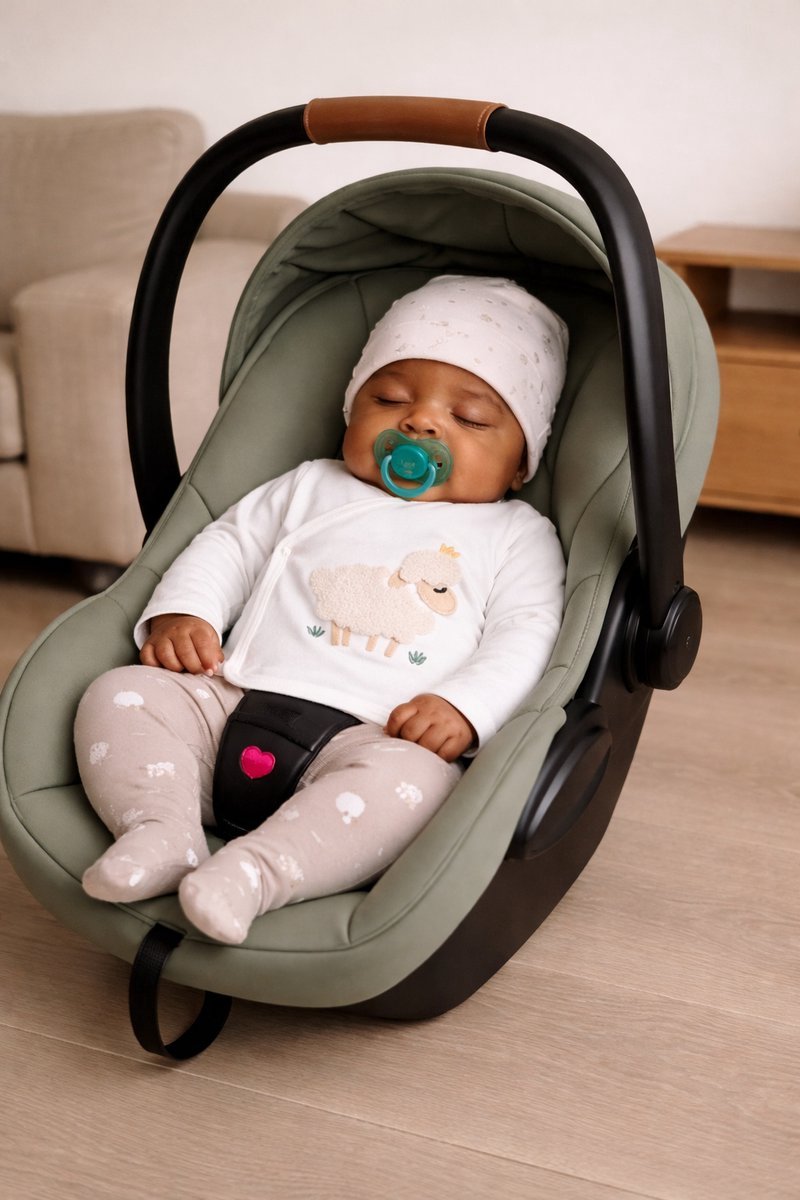 Blijeitje - Luxe 8-delige babycadeauset Beige – Kraamcadeau Unisex - Babyshower & Gender Reveal Cadeau Giftset – Tutpop ollie, Konijn Rammelaar, Babymutsje, Shirtje, Broekje, Slabbetje & Slofjes - Neutraal Schaap Design – foto 3