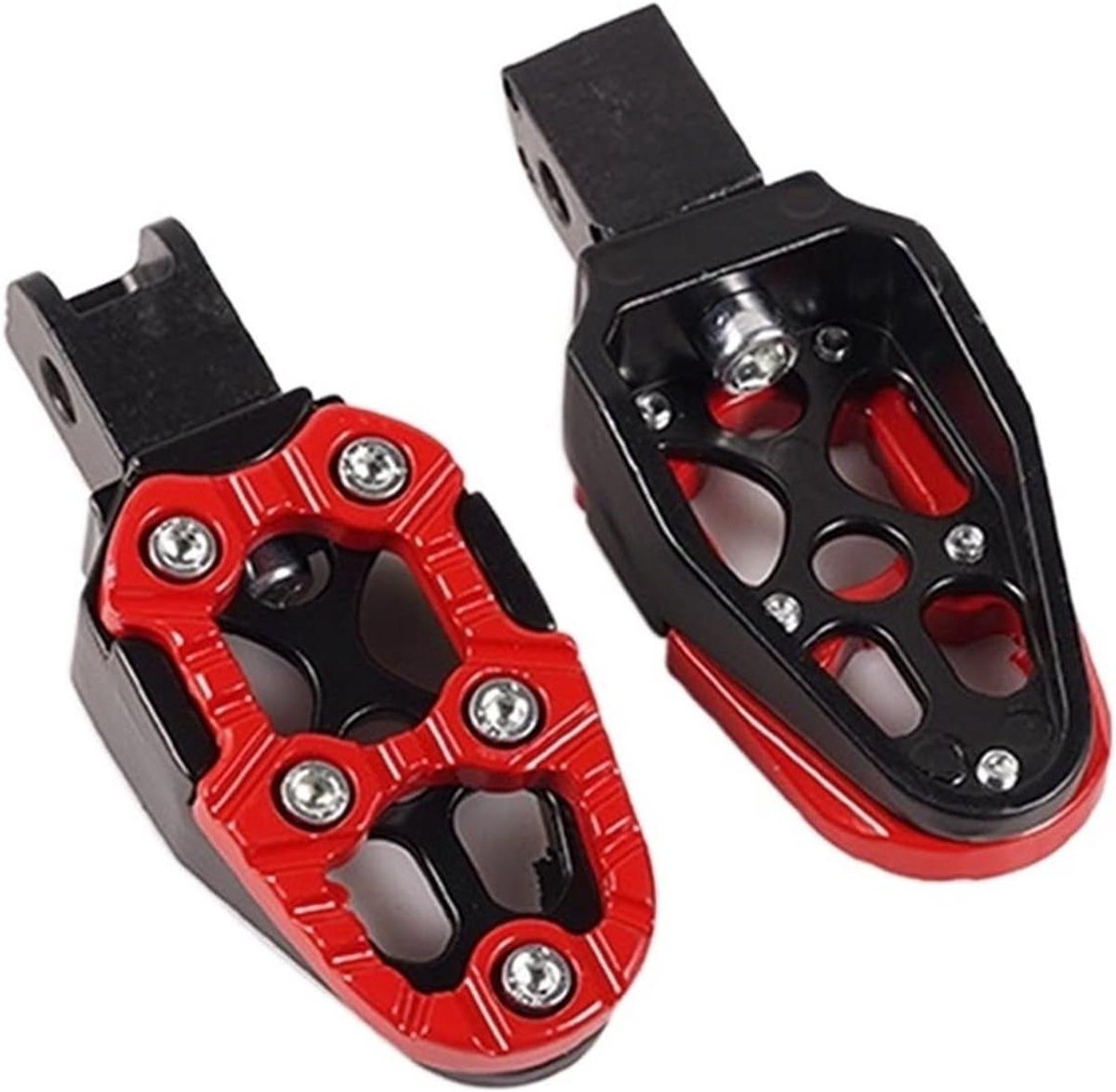 Voetsteunpedalen Motorfiets - Universele Pedalen - Rijcomfort Verbeteren - Hoekverstelbaar Aluminium - Set van 2 - Rood