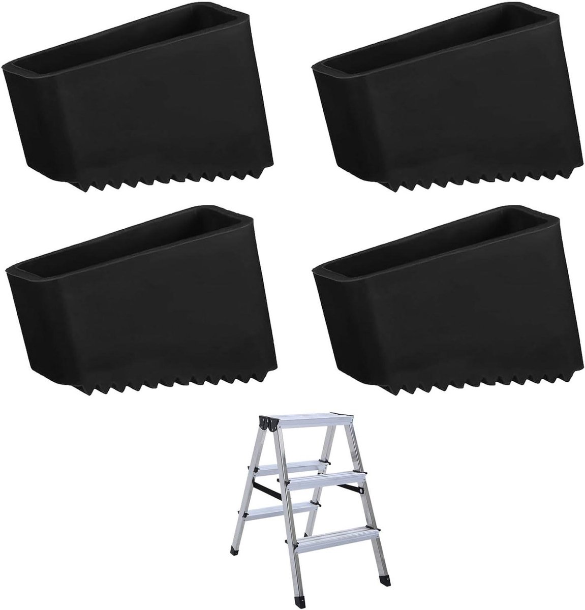 Laddervoetjes - Beschermkappen - Vloer Beschermen - Antislip Grip - 4 stuks - Zwart