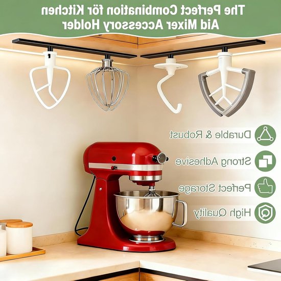 4 Stuks Houder voor Kitchenaid Blender Accessoires, Organizer voor Keukenaccessoires, Haak voor Opberging van Keukenhulpstukken, Zwart van Merkloos — afbeelding 3