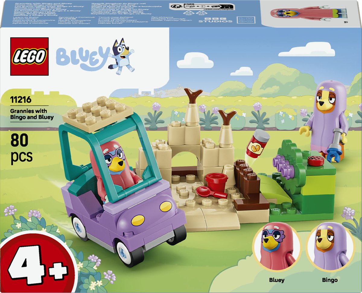 LEGO Bluey Oma's met Bingo en Bluey Bouwpakket met Speelgoed voor Kinderen 11216