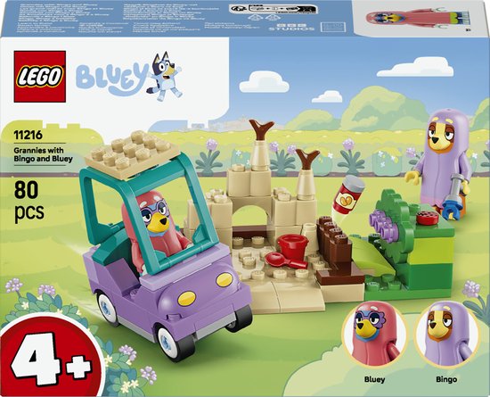 LEGO® Bluey Oma's met Bingo en Bluey - Fantasierijk Bouwspeelgoed voor Meisjes en Jongens Vanaf 4 Jaar - Auto, Tuin en Personages uit de TV-Serie - Cadeau voor Kinderen - 11216