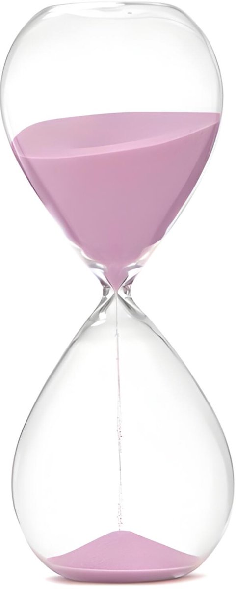 Gift Decor Zandloper cilinder XL - lila - decoratie of tijdsmeting - 60 minuten - glas - D11 x H30 cm