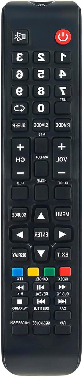 Afstandsbediening TV - Remote Control Universeel - TV Bediening - Geen Installatie Nodig - 17 cm - Zwart