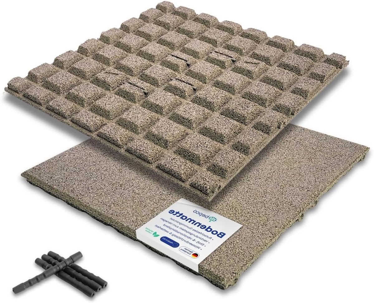 Valbeschermingsmatten Set - Rubberen Tegels - Veilig Buiten - Schokabsorberend Antislip - 50x50cm 4 Stuks - Zandkleur