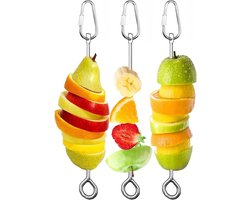 Set van 3 RVS Vogelvoeder Spiesjes voor Groenten en Fruit, Speelgoed voor Papegaaien en Kippen, Forageerspeelgoed voor Vogels
