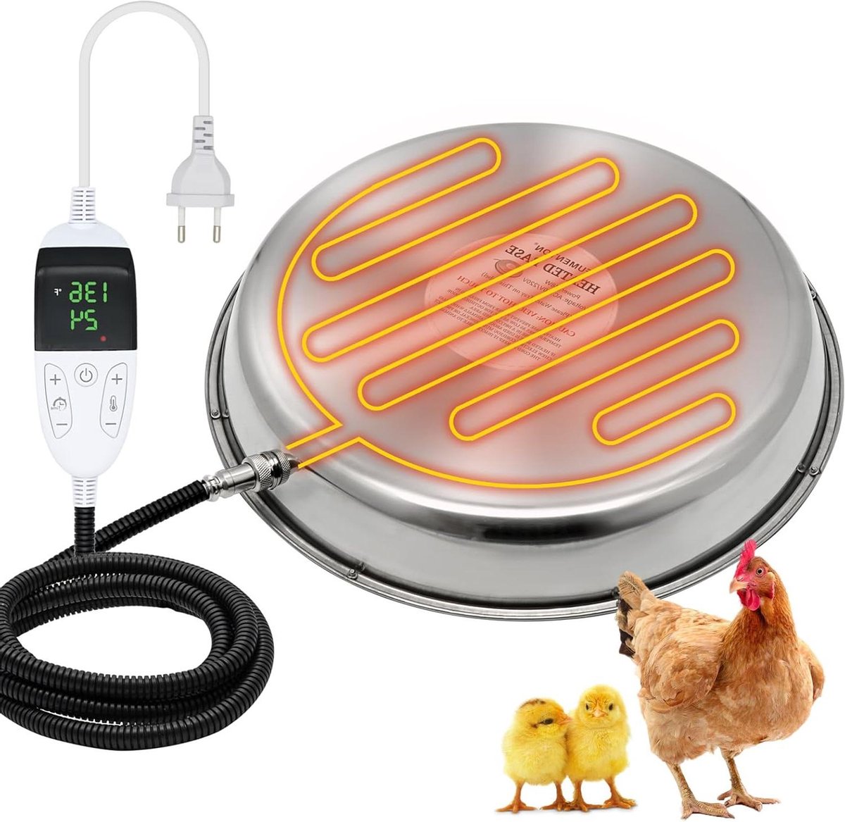 Verwarmingsplaat Drinkbak - Waterverwarmer Kip - Voorkomt Bevriezing - Thermostaat Control