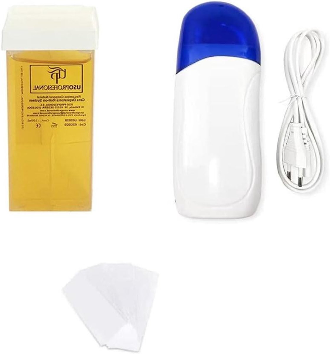 Wax Heater, Tibia Wax, 1 Roll on Cartridge + 1 Wax + 100 Paper, Random Color (KIT1)