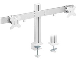 Monitor Tafelhouder - Bureau Mount - Dubbele Schermen - Flexibel Verstelbaar - Tot 32 Inch - Zilver